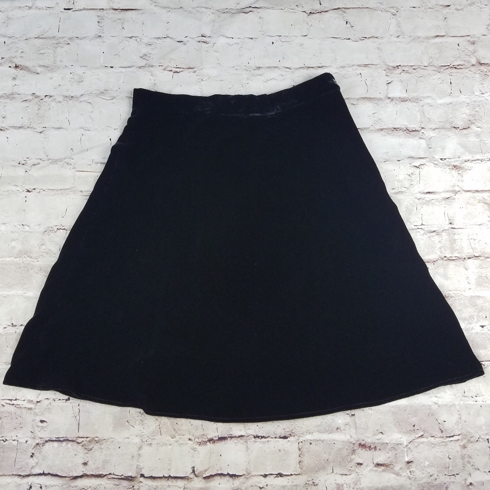 Gap Black Velvet A-Line Skirt High Waist Flare VTG